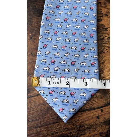 Bird Dog Bay TORTOISE & THE HARE EXTRA LONG 64” – BLUE Silk Tie /New No Tags - Picture 4 of 6